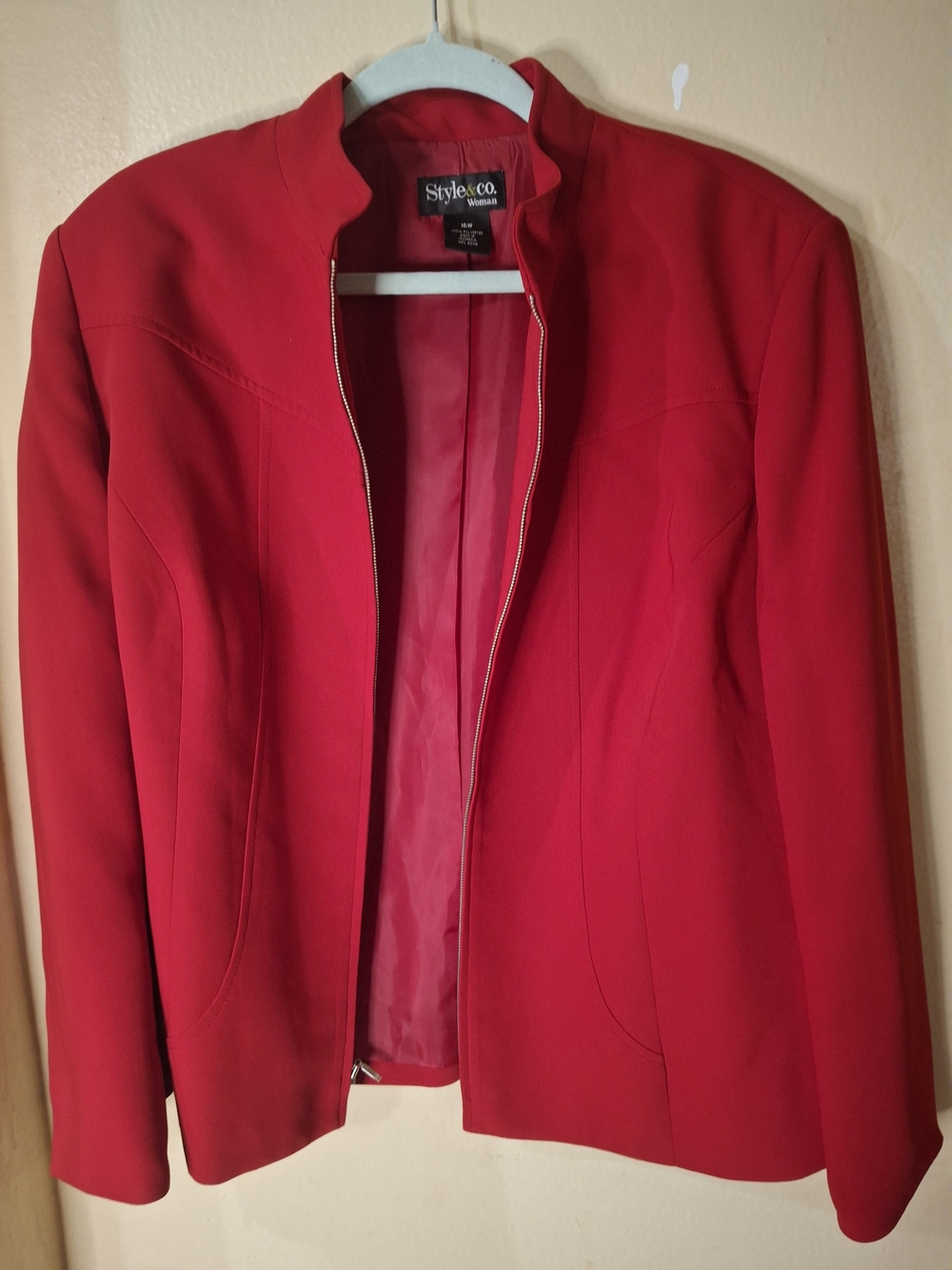 Style & Co. Women's Red Zip-Front Jacket
